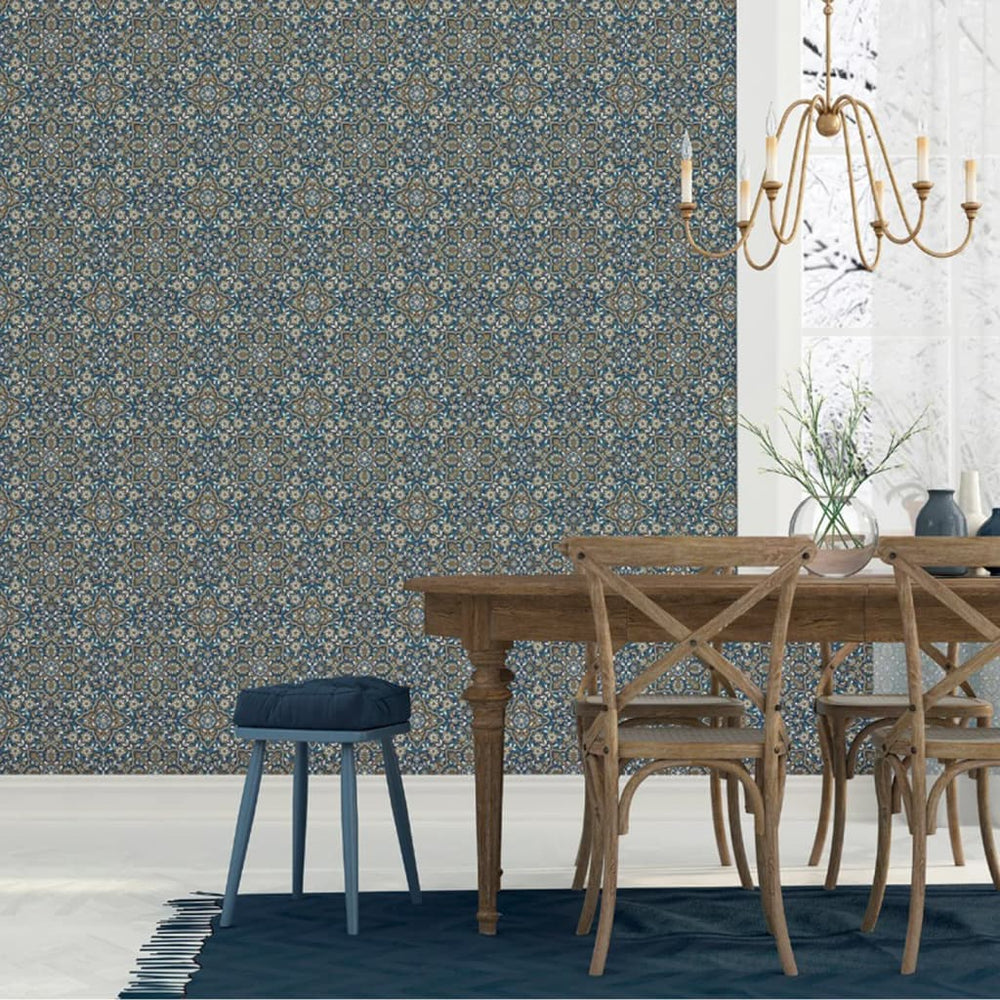 Noordwand Homestyle Behang Portugese Tegels bruin en blauw