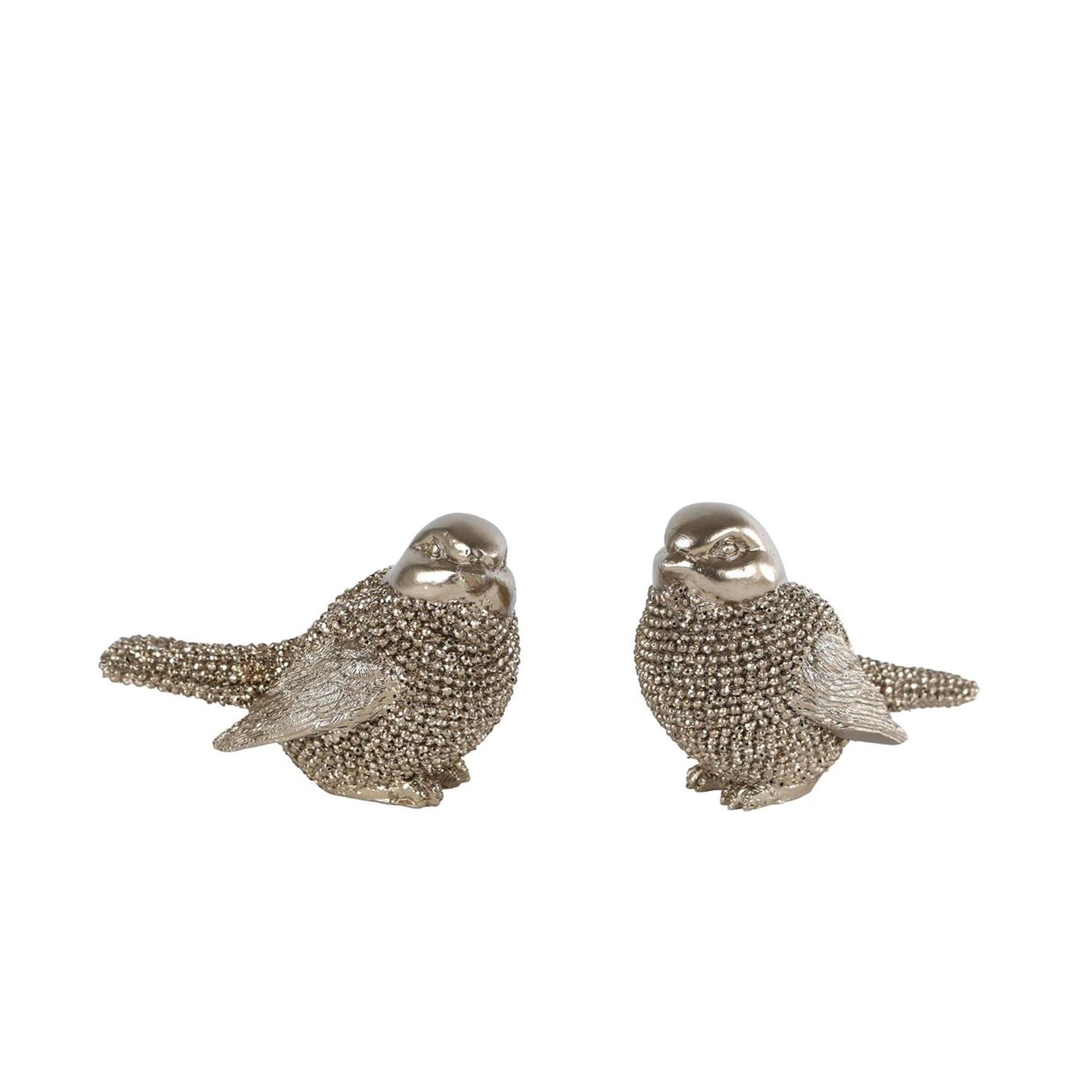 Sculptuur vogeltje goud 8x4,5x5cm