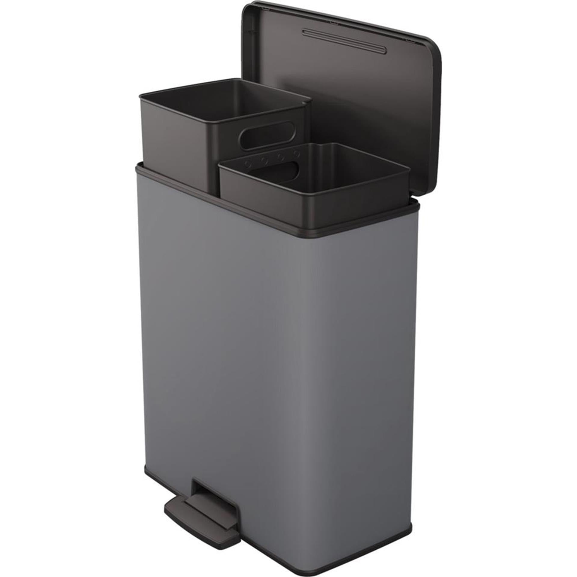 Curver decobin duo prullenbak 26+26l koelgrijs