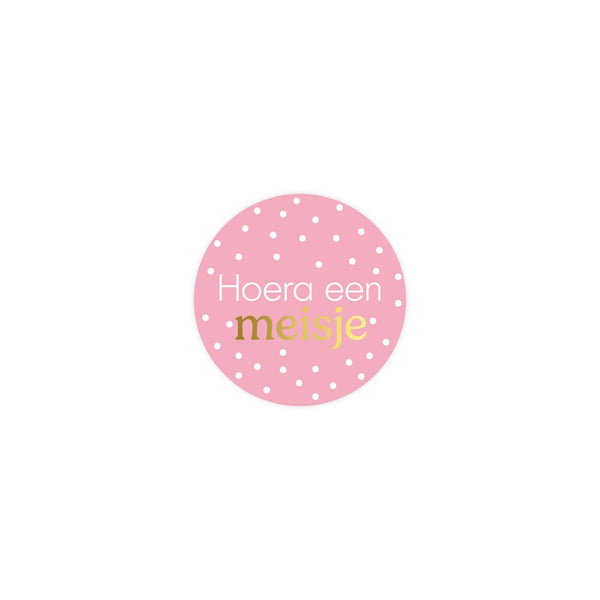 Kassaplan stickers hoera een meisje ø40mm rol a 250 stuks