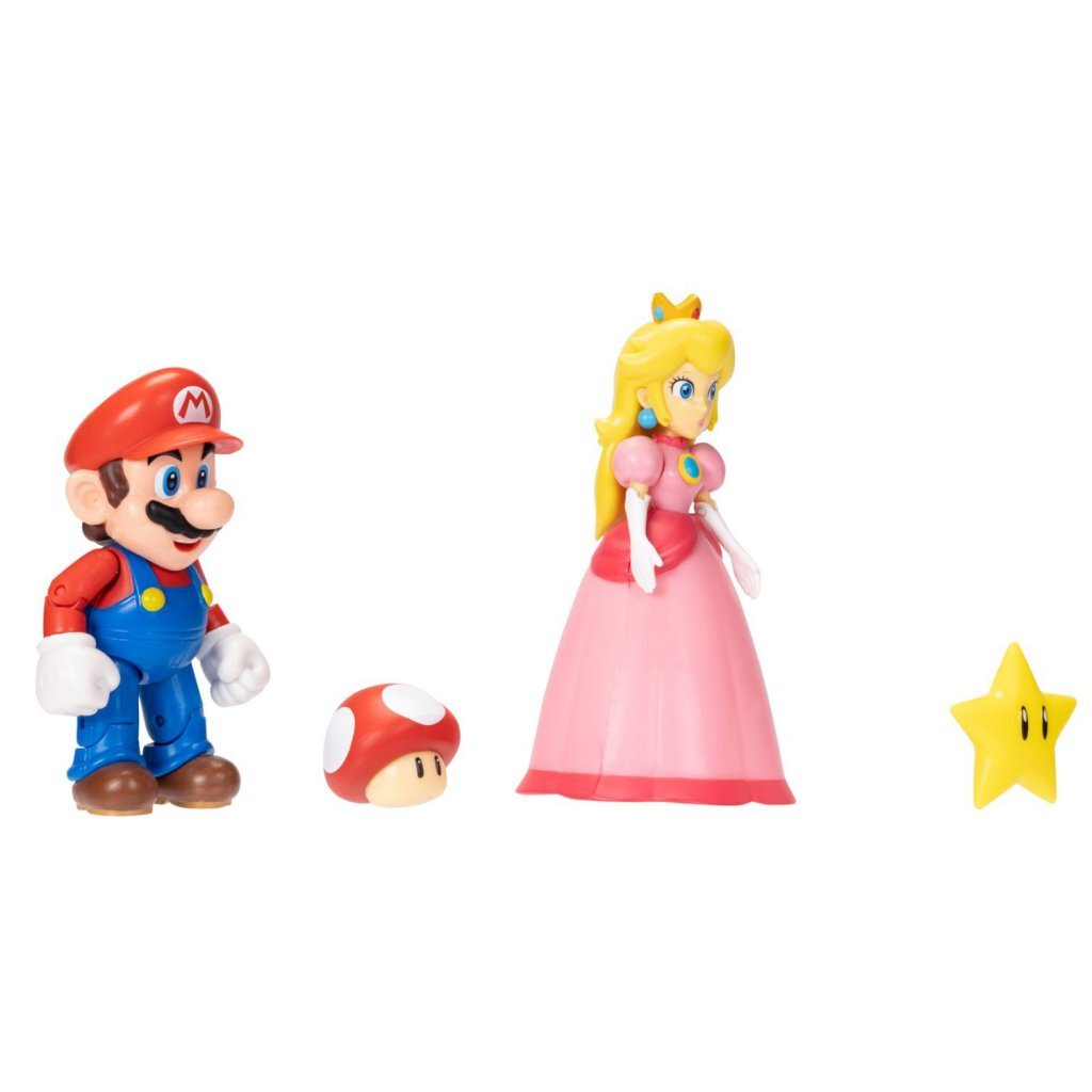 Super mario figuren mario perzik 10 cm 2-pack