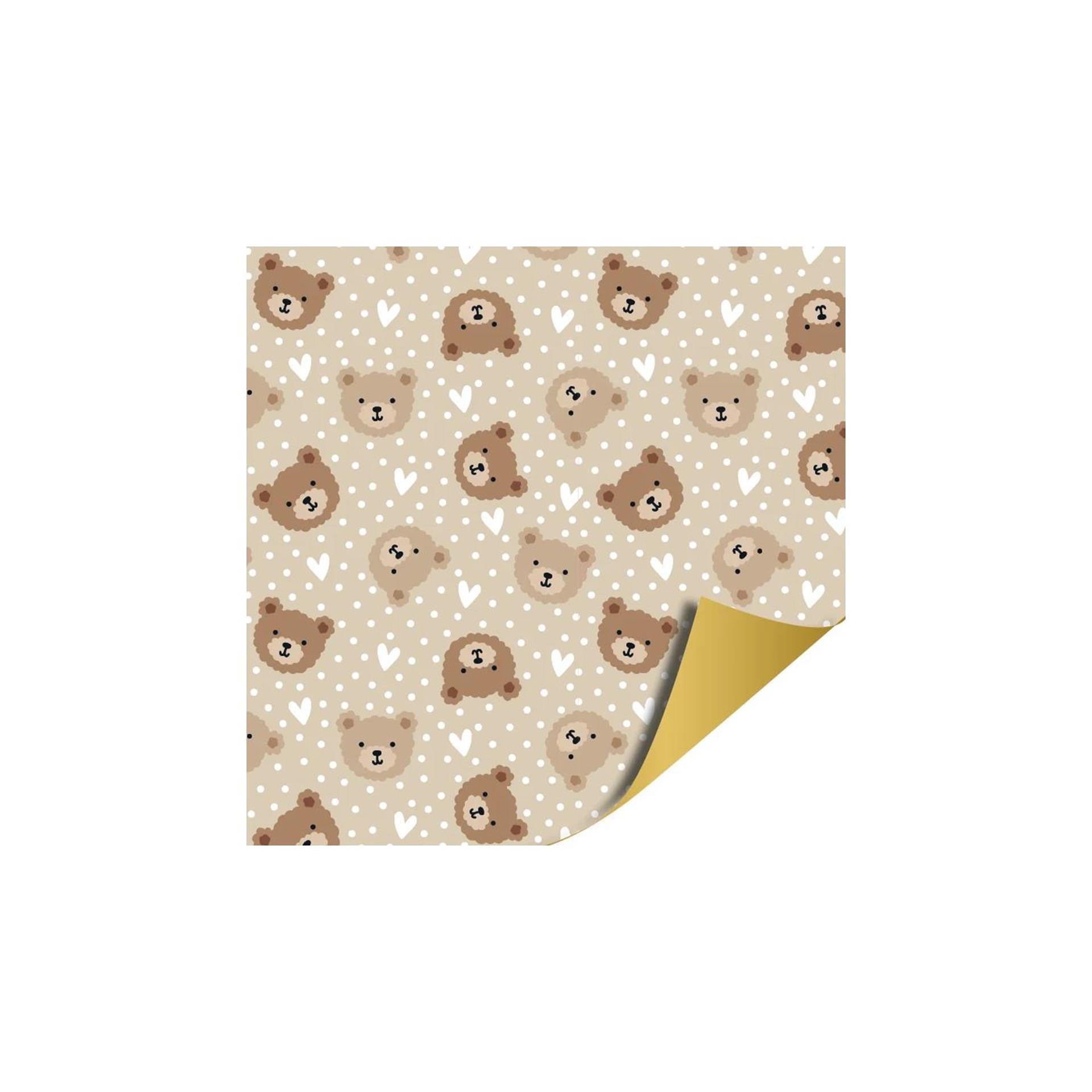 Kassaplan coated cadeaupapier dubbelzijdig 50cm 100m little bear beige goud