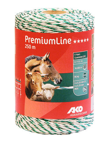Ako producten premiumline schrikdraad witgroen 3rvs3koper 250m