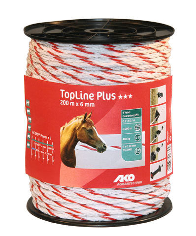 Ako producten topline plus schrikkoord wit rood 6mm 200m tricond