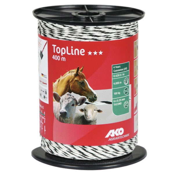 Ako producten topline schrikdraad wit zwart 6x0 25 tricond 400m