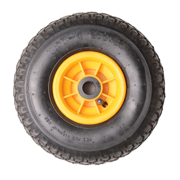 Mm producten wiel 300x4 zonder as gele velg voor slangenwagen