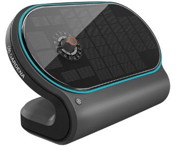Gardena aquabloom set l voor bewatering op zonne-energie besproeiingscomputer (grijs turquoise, automatisch besproeiingssysteem, accu inbegrepen)