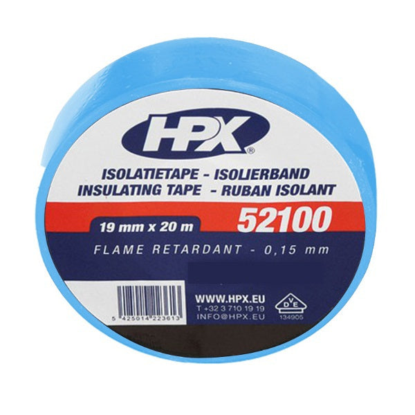 Hpx producten isolatietape 52100 vde 19mm 20mtr blauw