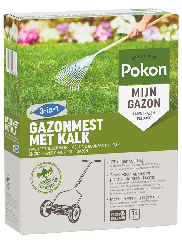 Pokon producten gazonmest met kalk 3 in 1 voor 15m2 1kg
