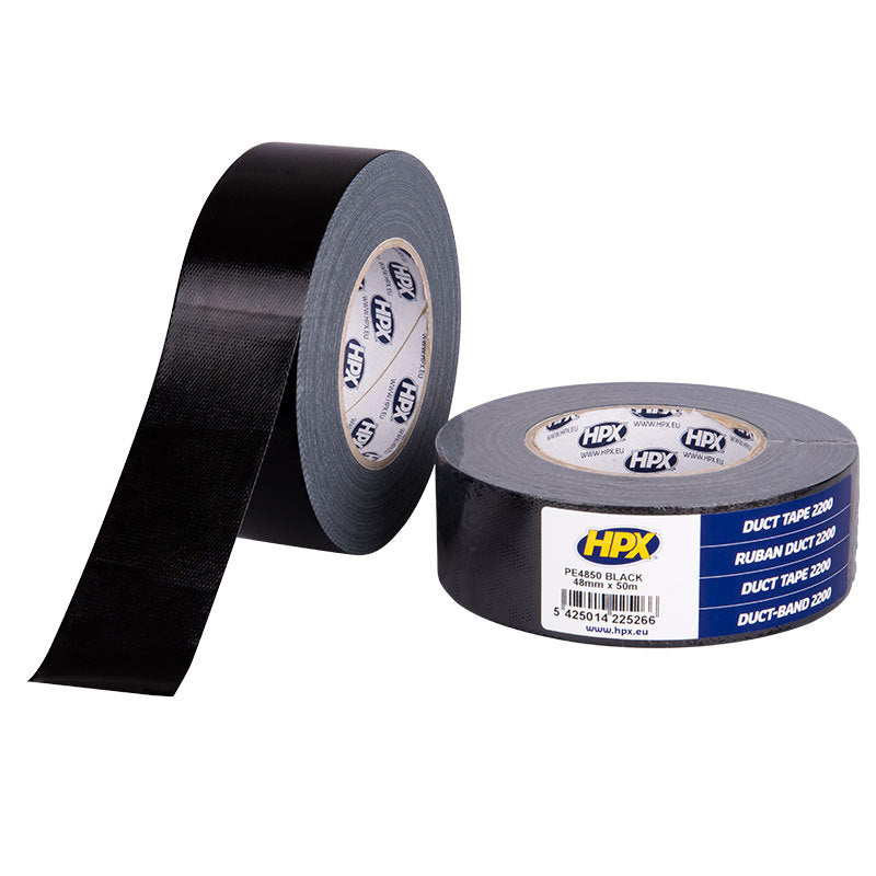 Hpx duct tape 2200 | zwart | 48mm x 50m - pe4850 - pe4850