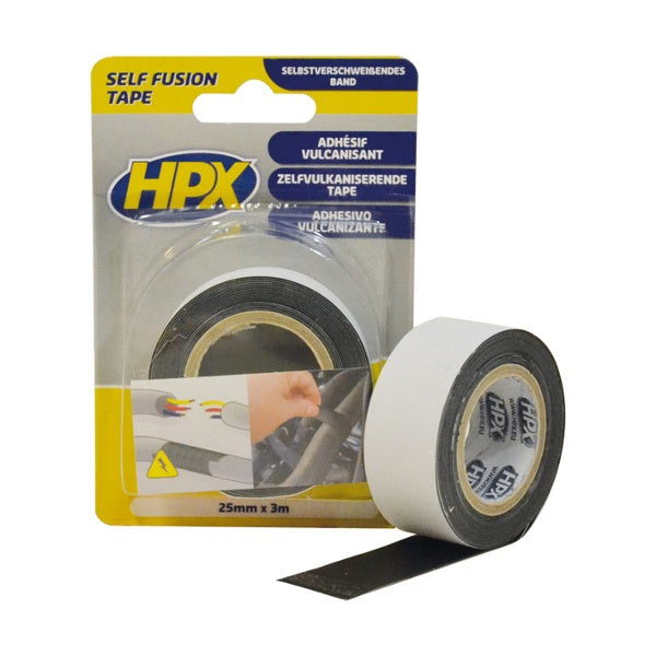 Hpx producten zelfvulkaniserende tape zwart 25mm x 3m blister