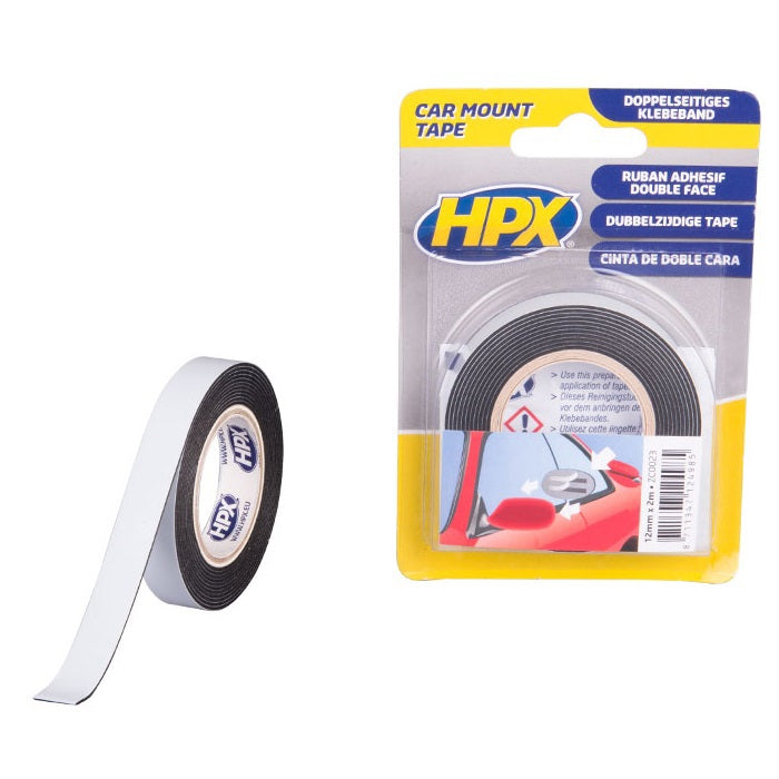 Hpx producten dubbelzijdig pe bevestigingstape zwart 12mm x 2m
