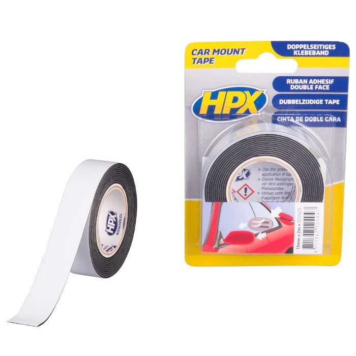 Hpx producten dubbelzijdig pe bevestigingstape zwart 19mm x 2m