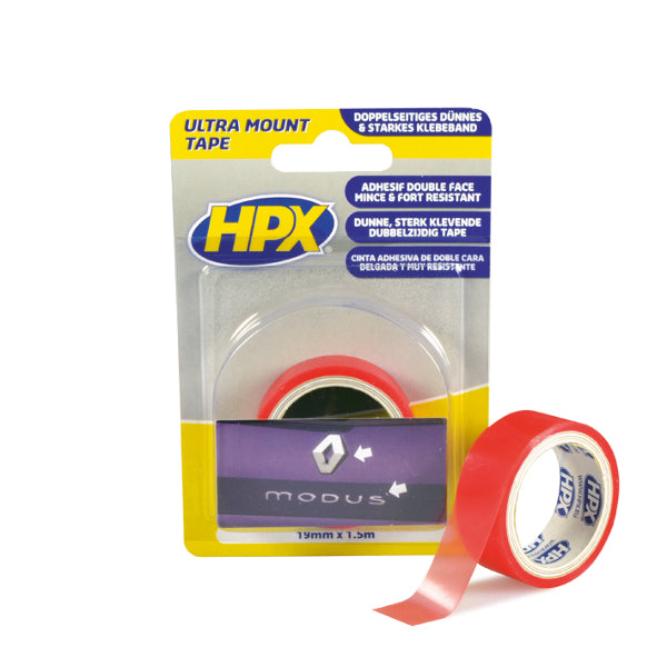 Hpx producten dubbelzijdig bevestigingstape transparant 19mm x 1 50m