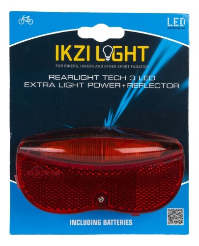 Ikzilight rear light battery on/off 3xLED 50 mm on card
