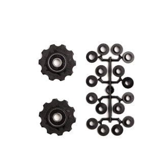 Roues de dérailleur 2 x 10 dents Elvedes avec roulements étanches et entretoises standard