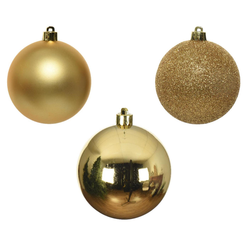 Decoris kerstballen licht goud van kunststof dia 6 cm 10-delig
