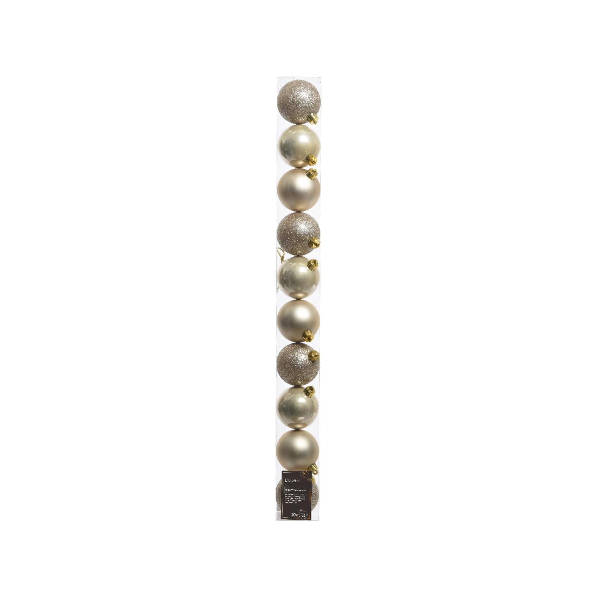 Decoris kerstballen parel van kunststof dia 6 cm 10-delig