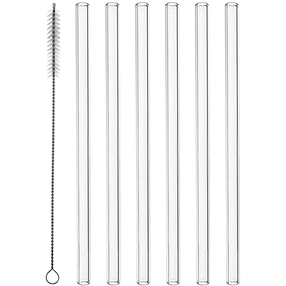 Montana glazen rietjes 6 stuks 20cm met borsteltje