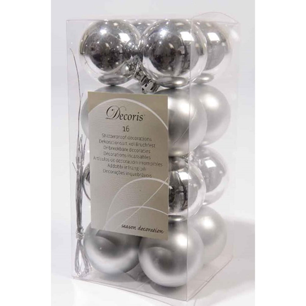 Decoris kerstballen kunststof zilver glans mat ø40mm<br> transbox a 16 stuks