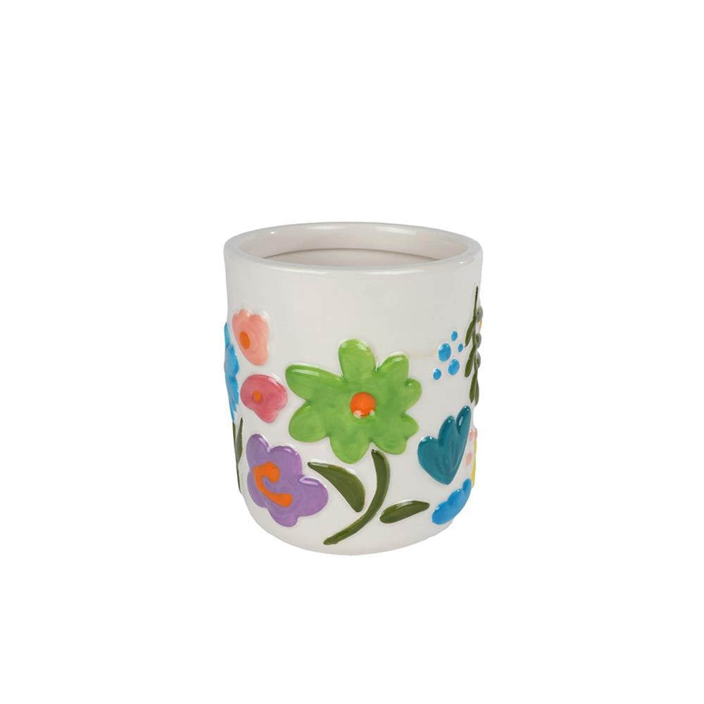 Bloempot fleur wit multicolor 11x11x12cm