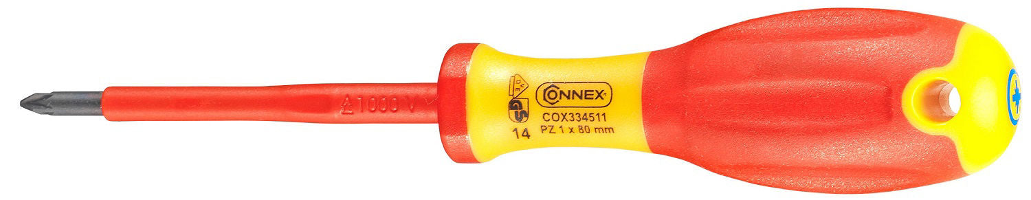 Connex schroevendraaier kruis pz1 80mm ge%c3%afsoleerd 1kv1c