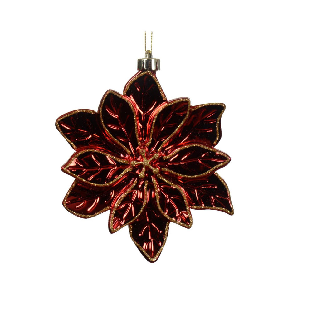Decoris kersthanger poinsettia kerstster kerst rood kunststof dia.14,5cm
