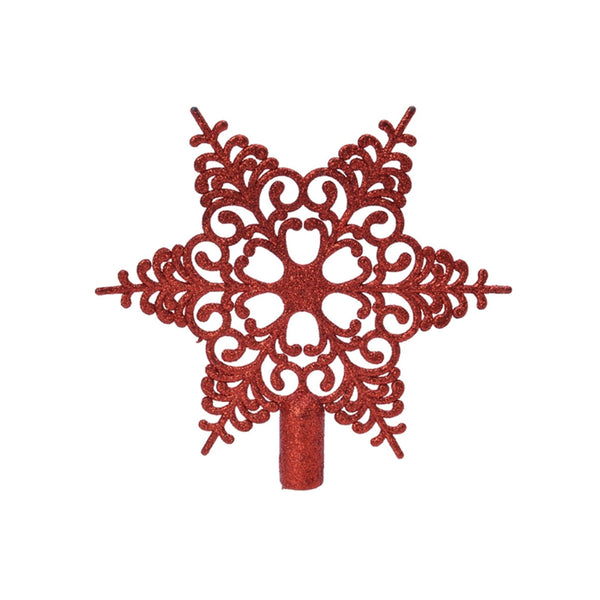 Decoris piek kunststof sneeuwvlok 20,5x19cm kerstrood