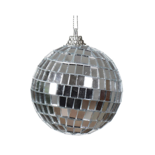 Decoris kerstbal discobal van kunststof zilver dia.6cm
