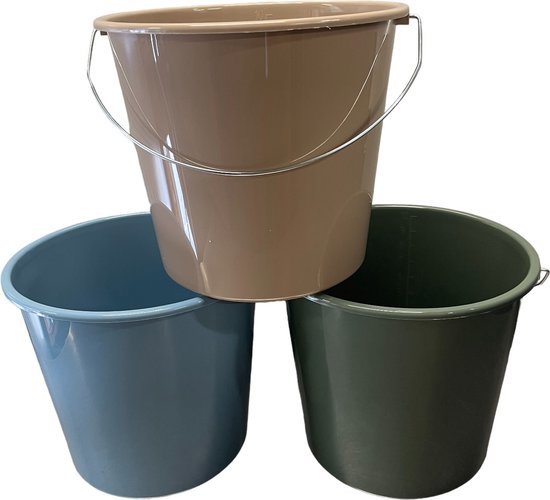 Huishoudemmer 10 ltr rood blauw groen