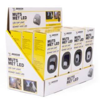 Muts met ledlamp (inclusief batterijen) 80 lumen, sortie kleur. één maat, past allemaal