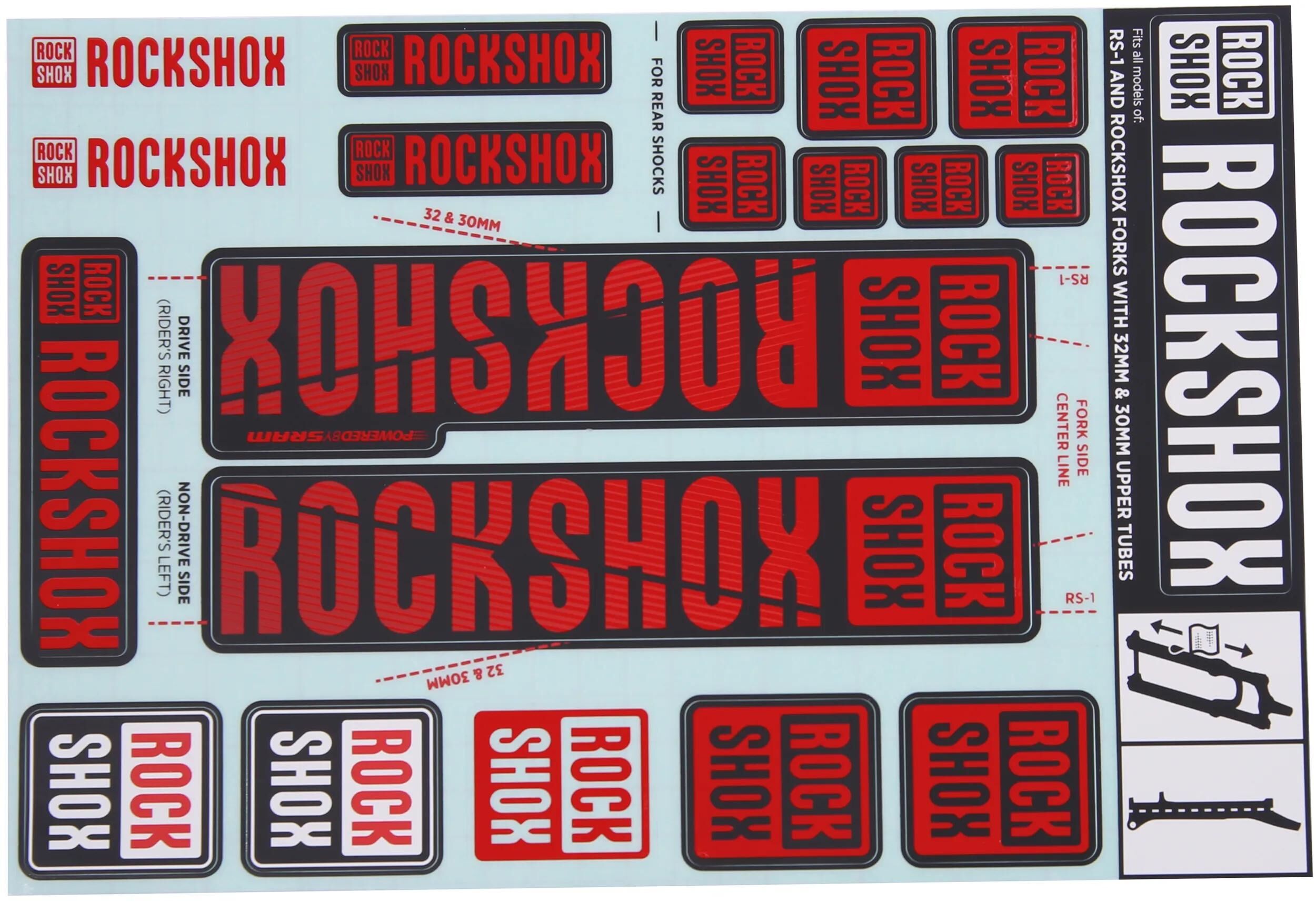 Rockshox dekor set decal set red