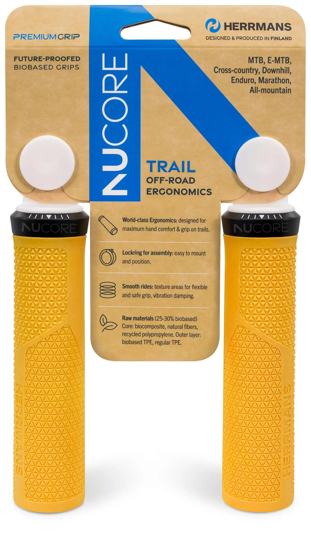 Herrmans handvat nucore trail grip herrman.nucore trail 130mm peak amber