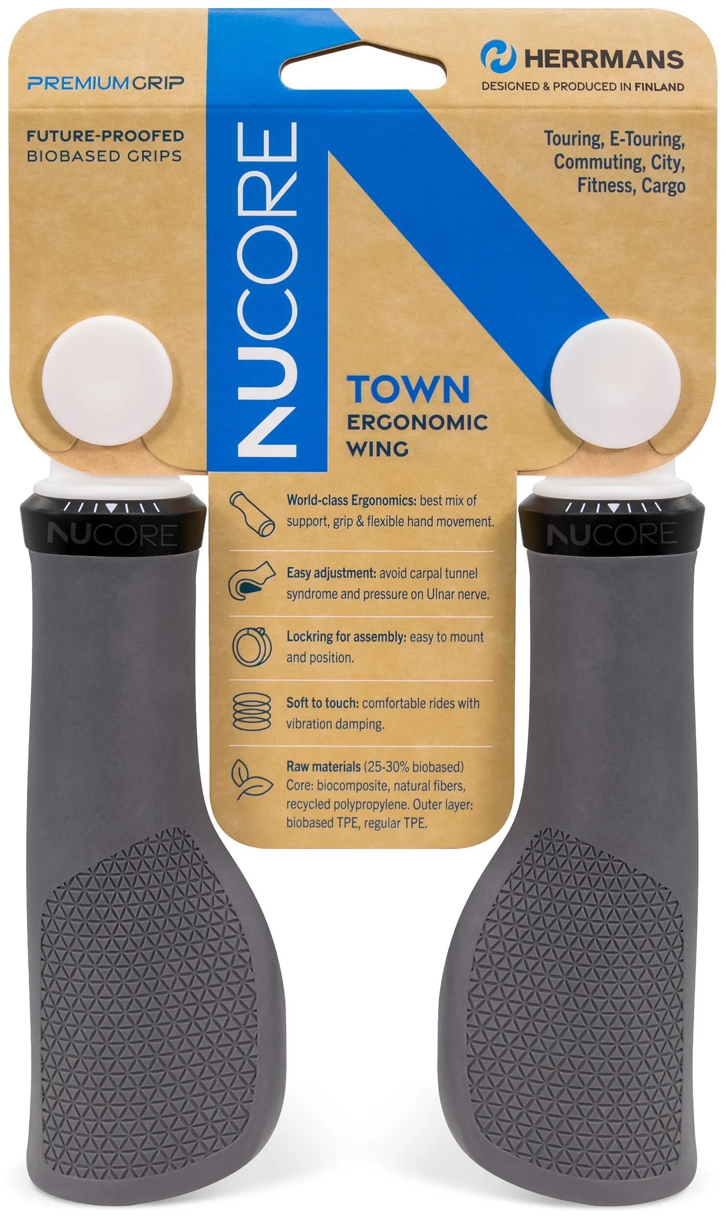 Herrmans griff nucore town grip nucore town peak 130 130mm grey
