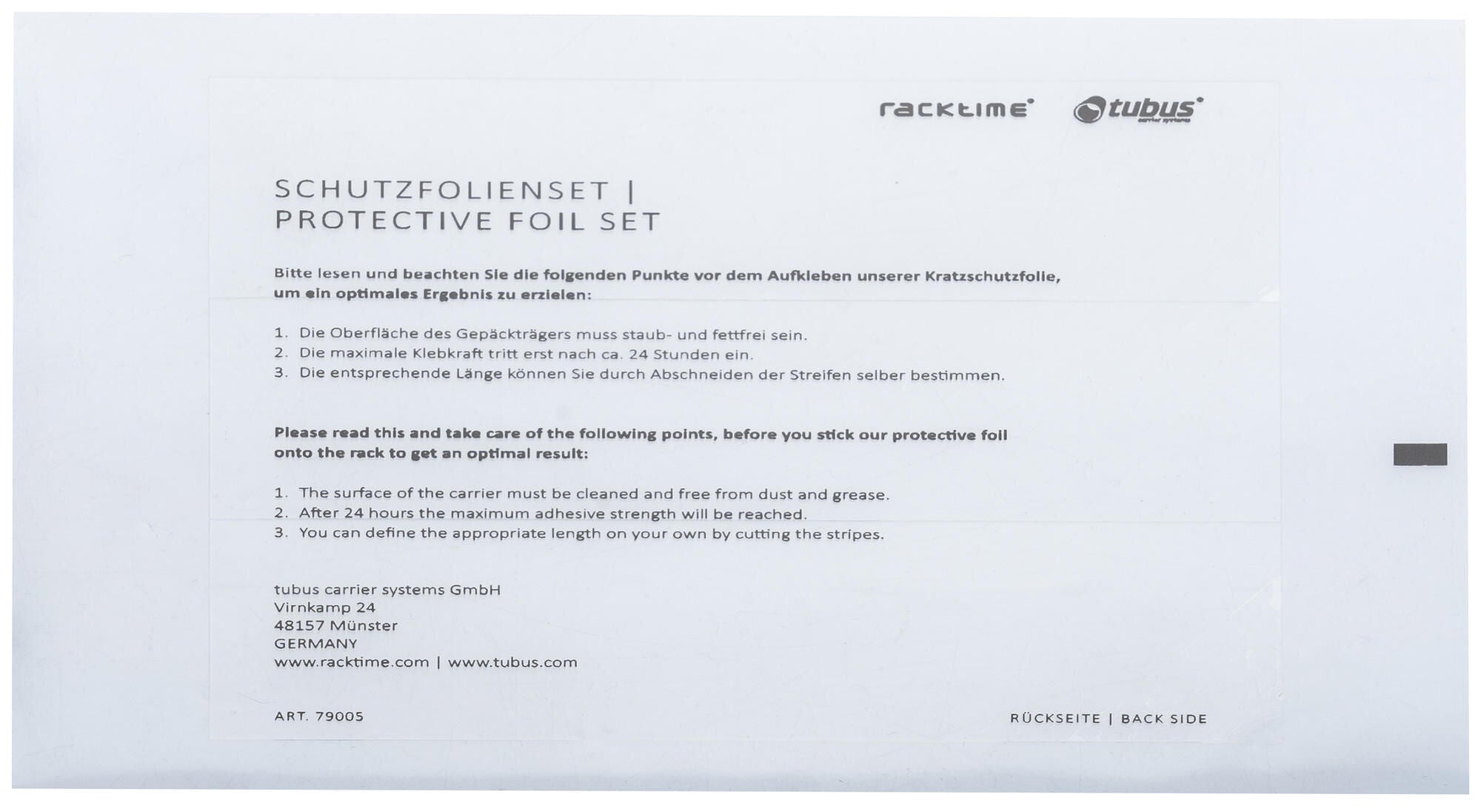 Tubus beschermfolie prot.foil set á 3 stickers transparent