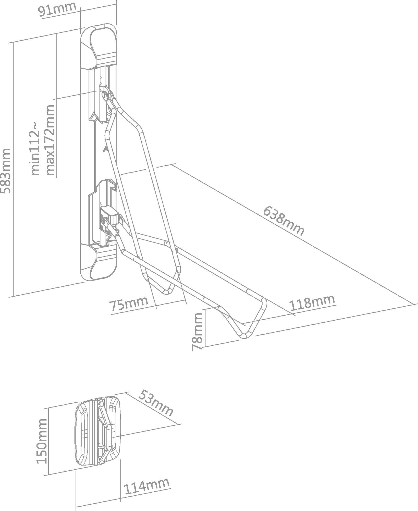 Contec smart fold presentatie-haken voor fietsen ct wall presenter smart fold m black