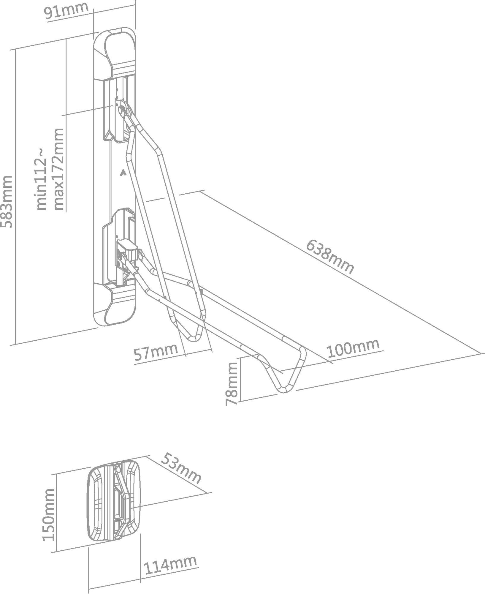 Contec smart fold presentatie-haken voor fietsen ct wall presenter smart fold s black
