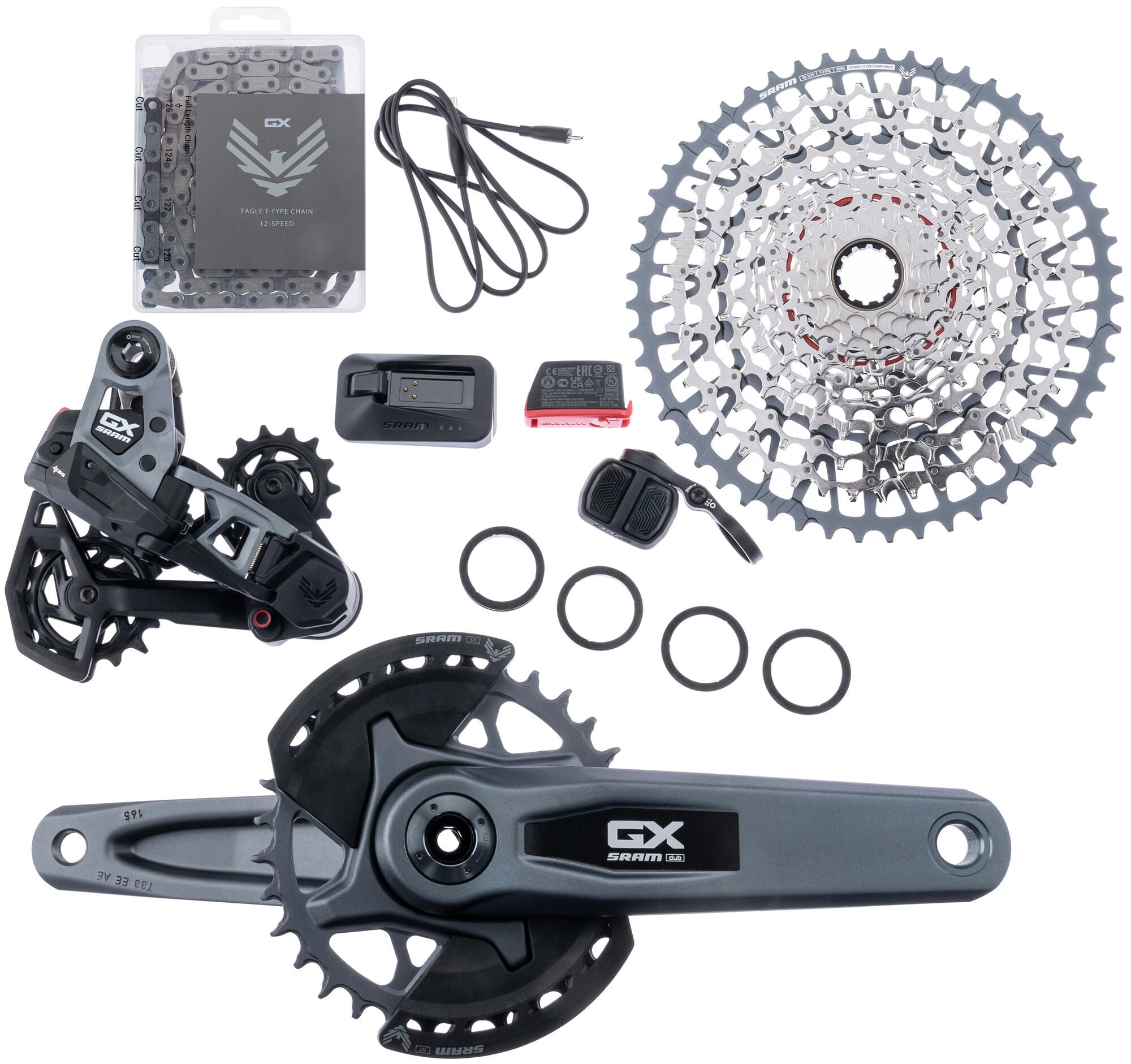 Sram schakelgroep-set gx eagle axs transmission groupset axs tt gx eagle 165 mm