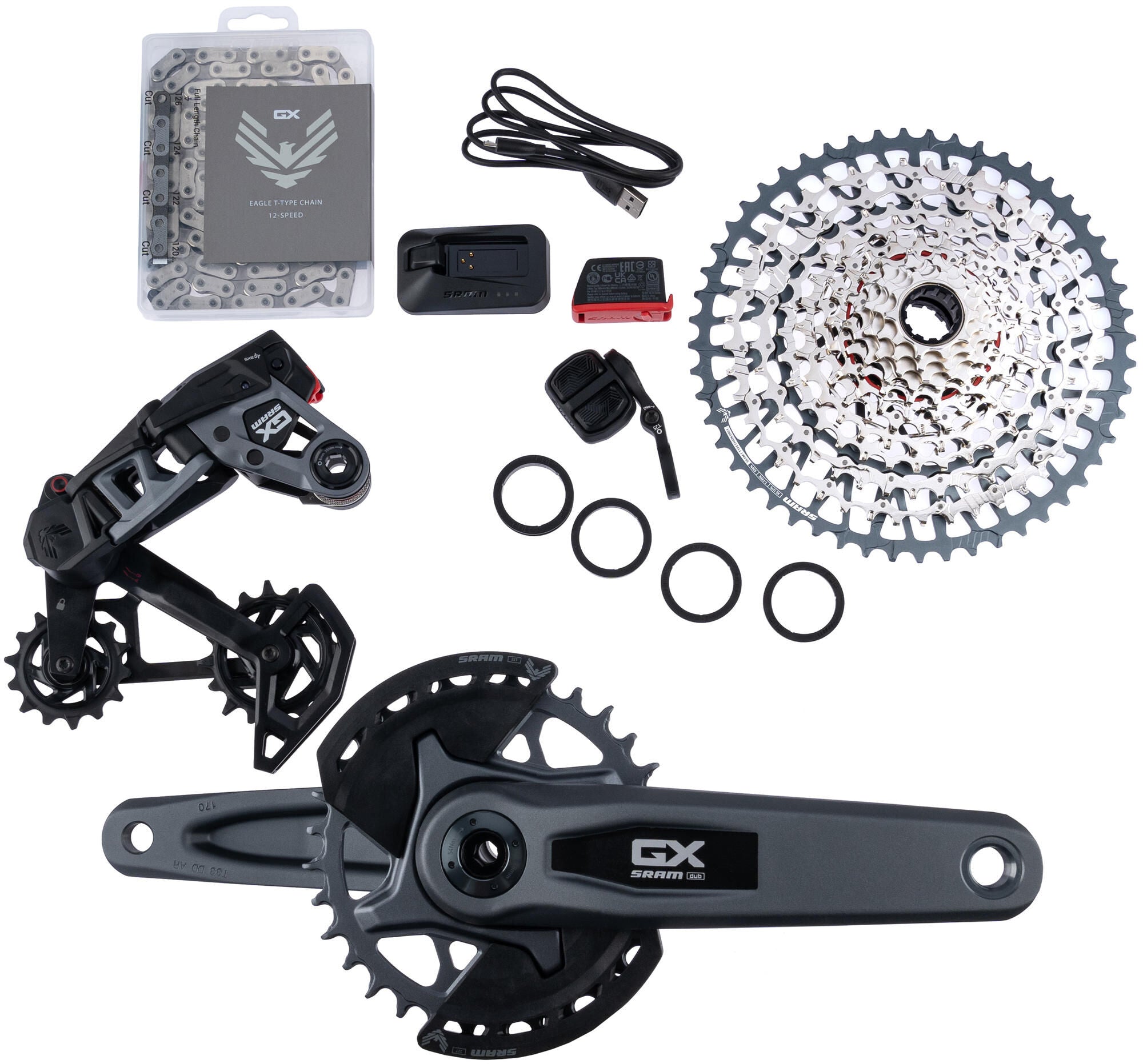 Sram schakelgroep-set gx eagle axs transmission groupset axs tt gx eagle 170 mm