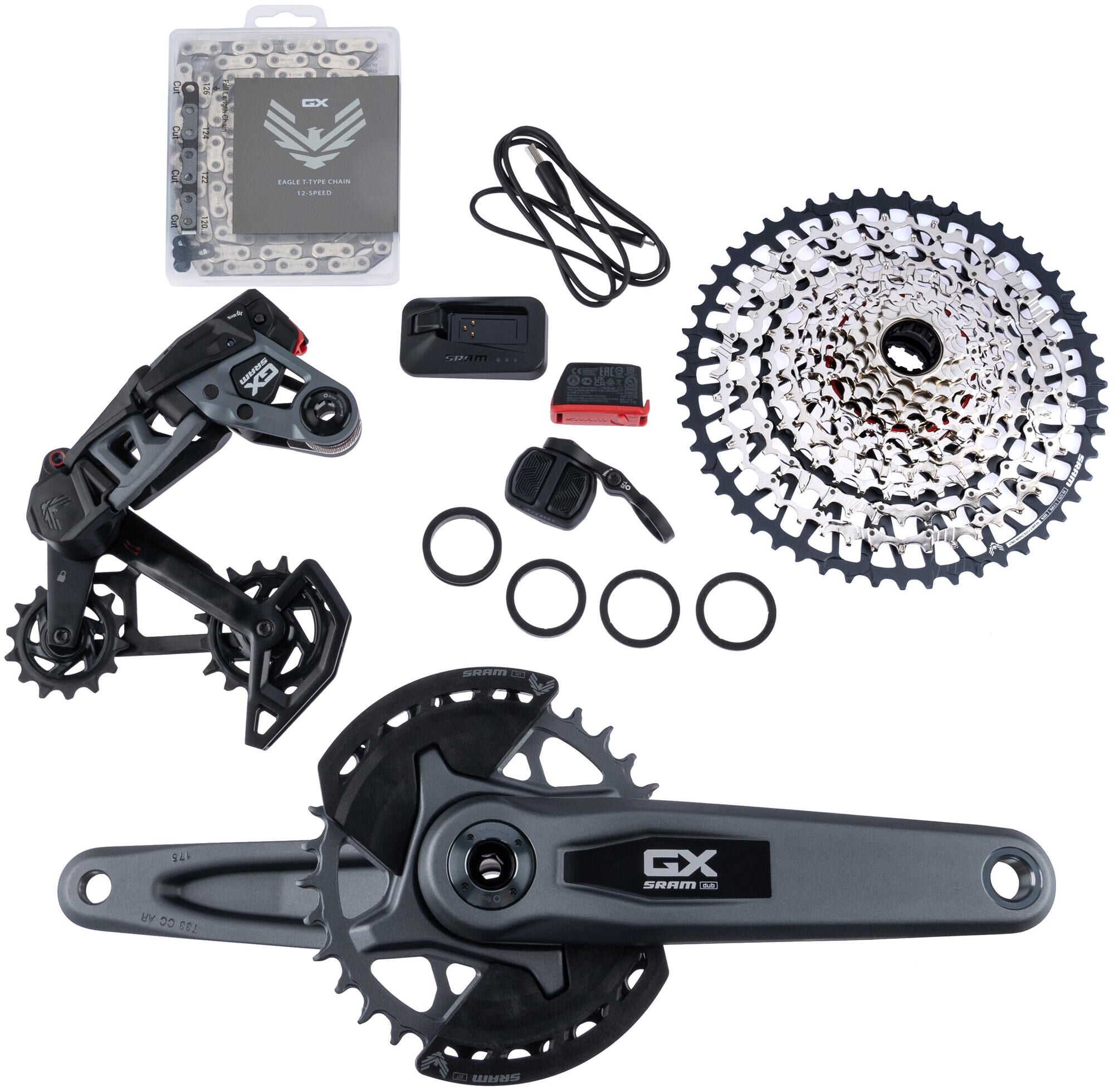 Sram schakelgroep-set gx eagle axs transmission groupset axs tt gx eagle 175 mm