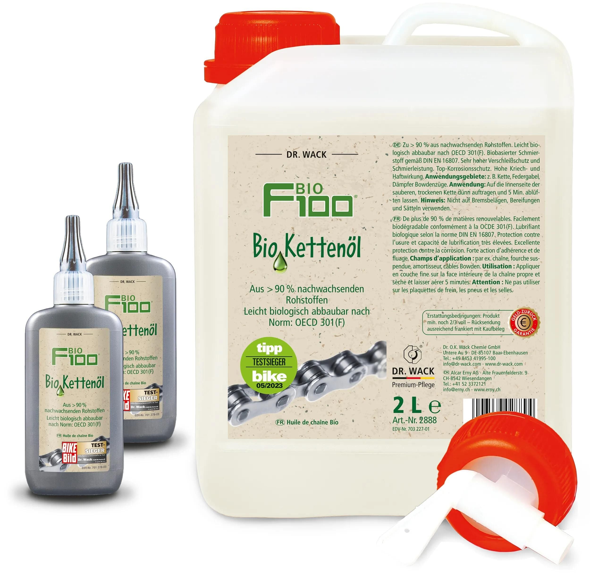 Dr. wack kettenöl f100 chain oil dr.wack 2l bio 2 l canister