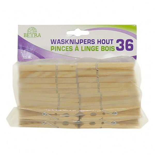 Betra wasknijpers hout set a 36 stuks
