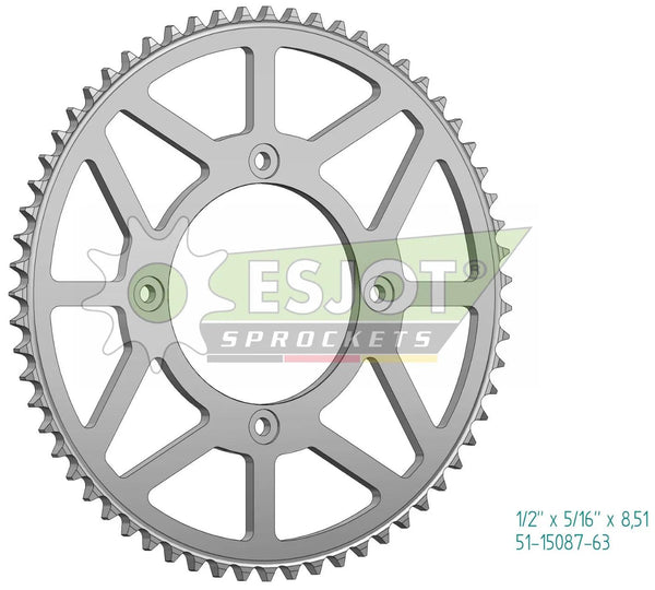 Esjot chain wheel 428 63z alu silver