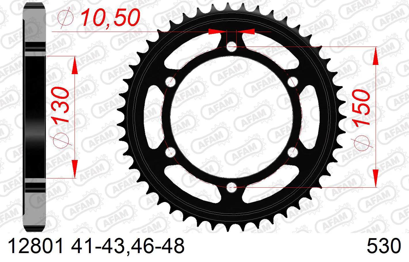 Afam chain wheel 530 42z steel silver