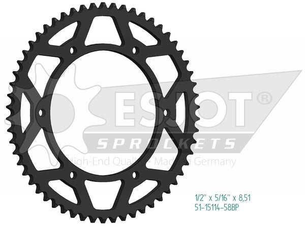 Esjot chain wheel 428 58z alu black