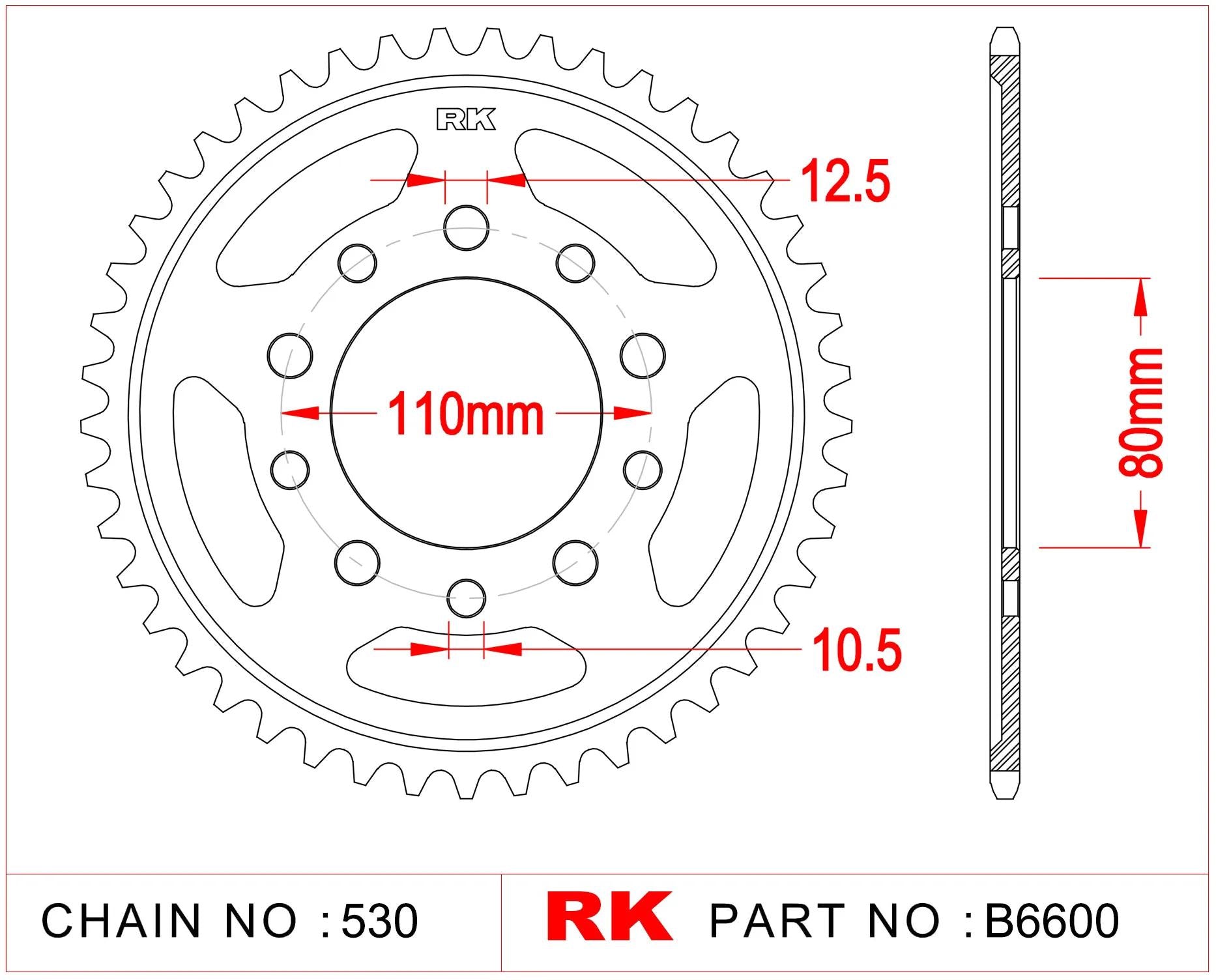 Rk chain wheel 530 39z steel silver