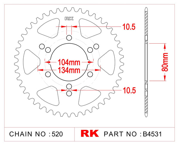Rk chain wheel 520 42z steel silver