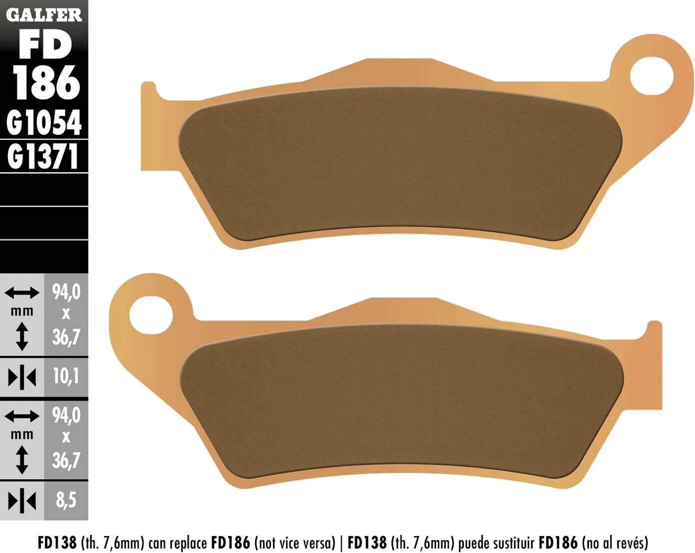 Galfer bremsbelag fd186 brake pad fd186 g1371 sintered metal