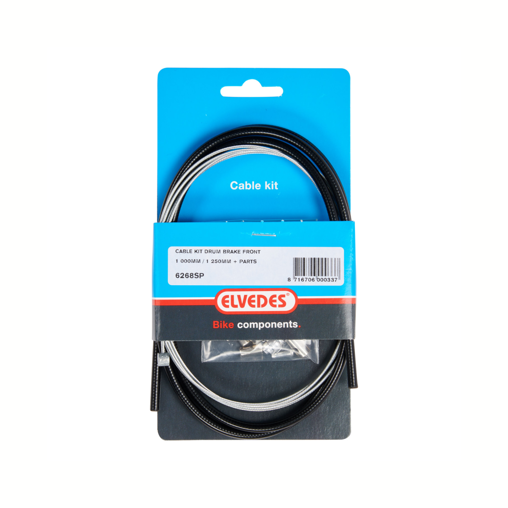 Trommelrem kabelkit Elvedes 1000mm 1250mm verzinkt - zwart (op kaart)