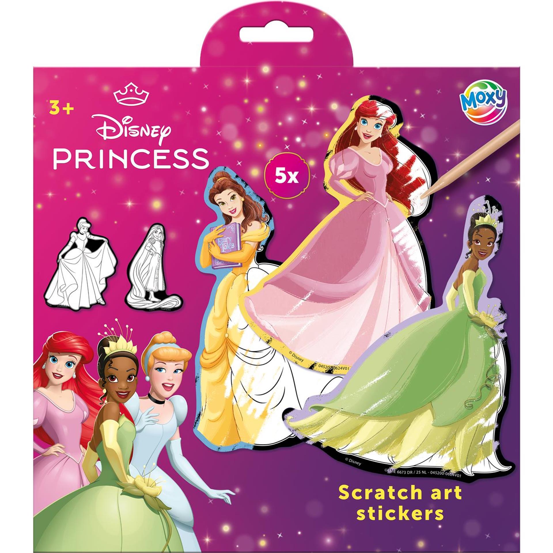 Creatieve knutselgroep kraslot stickers - disney prinses, 6dlg.